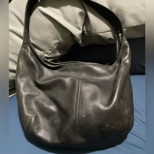 COACH Black Leather Hobo Shoulder Bag